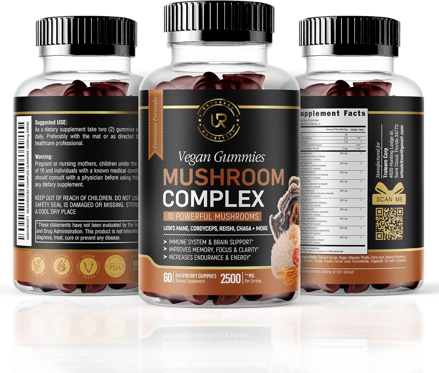 81xTfvINNSL._AC_SL1500_.jpg Mushroom Gummies | 10 Mushroom Supplement | 2500mg | Turkey Tail, Chaga, Reishi, Cordyceps & Lions Mane Organic Mushroom Extracts, Nootropic Brain Booster (180 Count (Pack of 3))