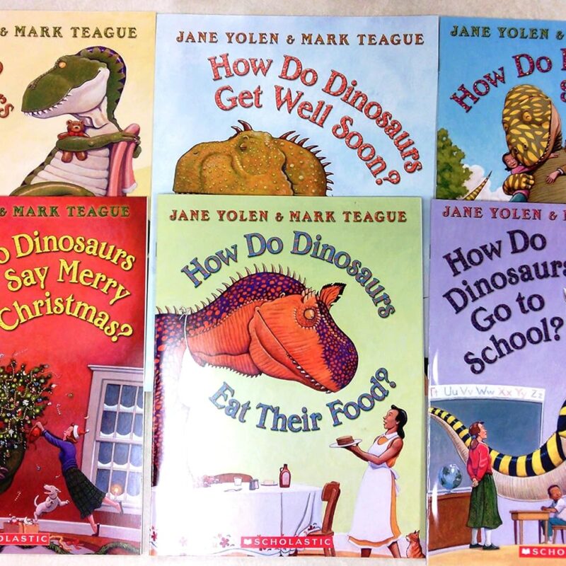 How Do Dinosaurs Set of 6 Books: Say Merry Christmas, Say Good Night, Get Well Soon, Eat Their Food, Says I Love You, Go to School