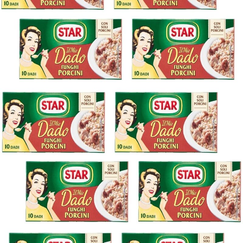 Star: "Il Mio Dado Funghi Porcini" Bouillon Cubes, Porcini Mushroom * 10-Cubes Boxes, 10g Each Cube * Pack of 10 [ Italian Import ]