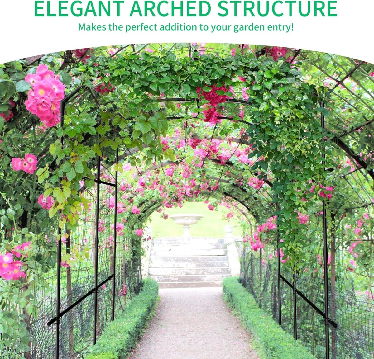 DoCred Tall Garden Arch Trellis for Climbing Plants, 87in Tall Metal ...