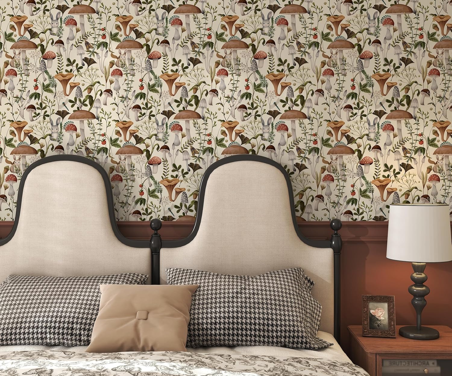 A1LFLmirtgL._AC_SL1500_.jpg Mushroom Wallpaper Peel and Stick Wallpaper Boho Wallpaper 17.7" x 393" Self Adhesive Wallpaper Removable Wallpaper Leaf Forest Wallpaper Mushroom Contact Paper for Countertops Cabinet Decor - Image 6