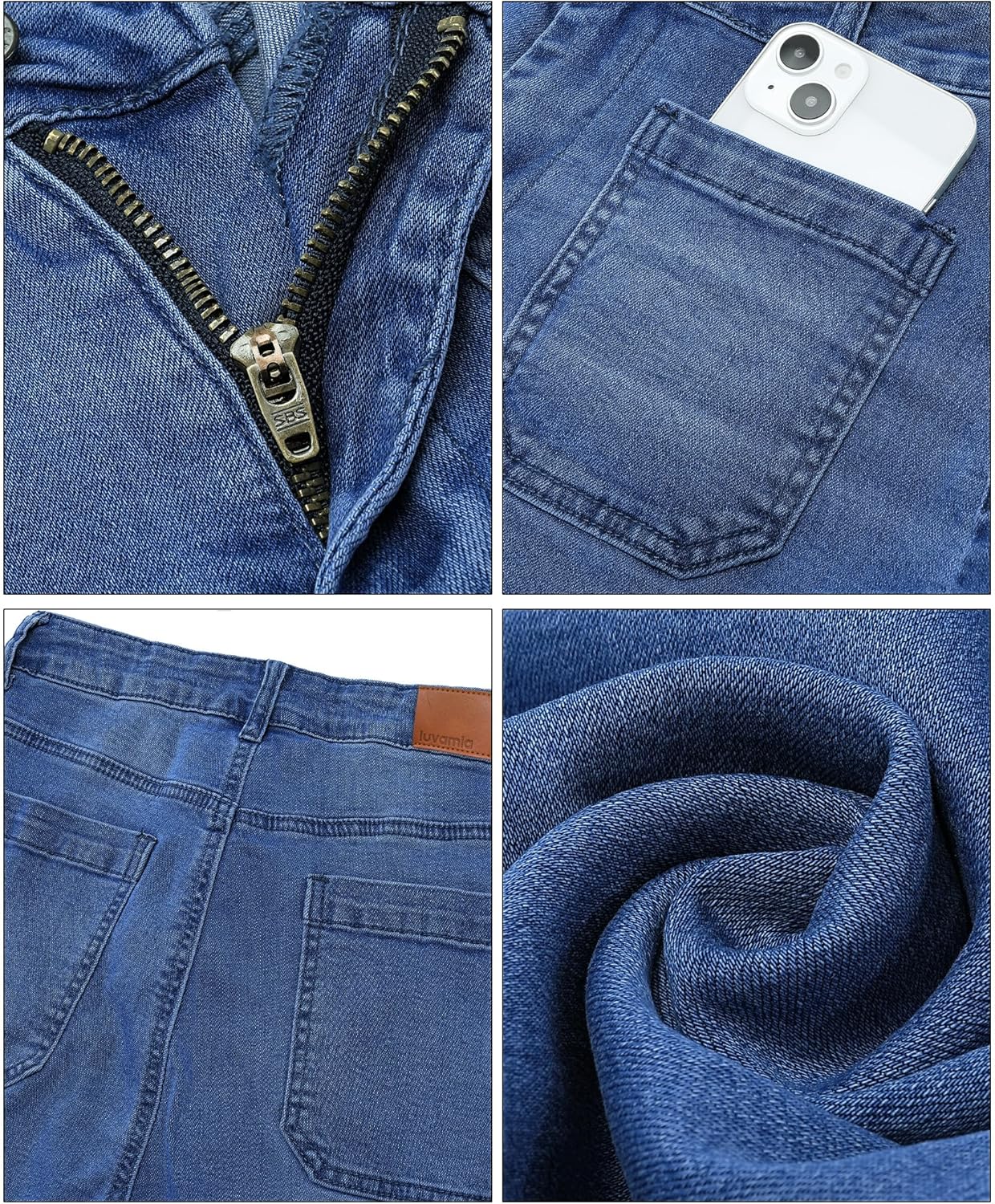 A1n3gUiP0NL._AC_SL1500_.jpg luvamia Wide Leg Jeans for Women Trendy High Waisted Flare Jeans Cropped Denim Pants Stretchy Baggy with Patch Pockets - Image 5