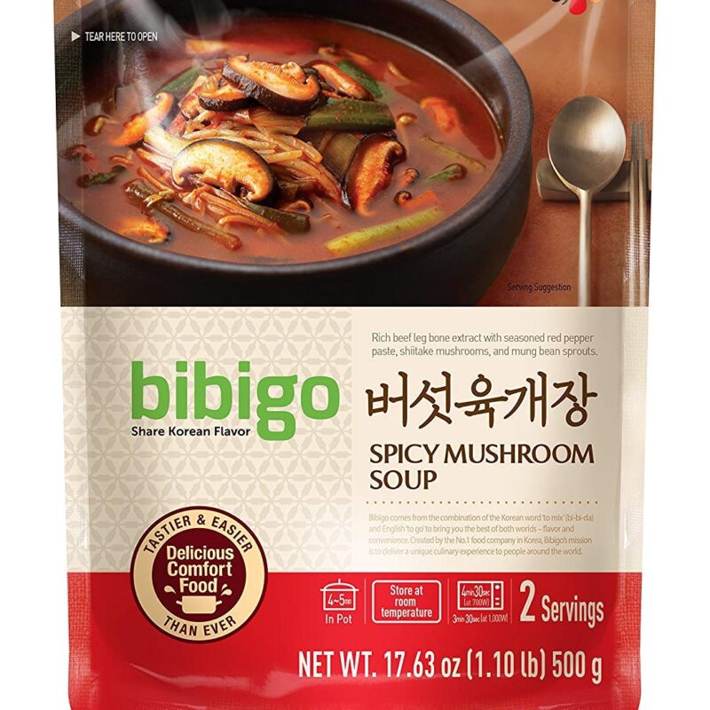 bibigo Korean Seaweed Soup, Miyeok-Guk, Ready-to-Eat (Spicy Mushroom Soup, 16-Pack)