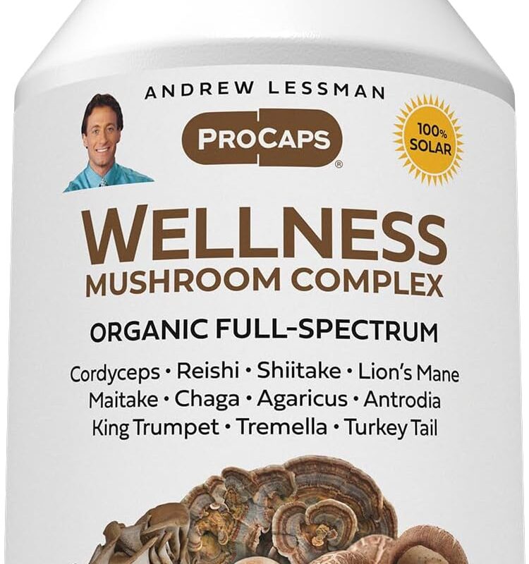 ANDREW LESSMAN Wellness Mushroom Complex 360 Capsules - Organic Full Spectrum Blend of 11 Mushrooms - Supports Overall Health and Vitality - No Additives. Mushroom Complex Supplement
