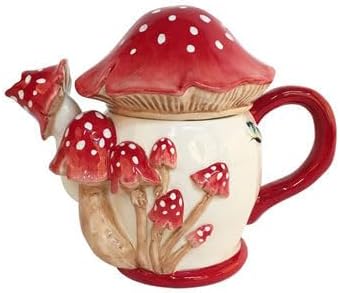 Blue Sky Clayworks Artisticly Charming Bright Mushroom Teapot
