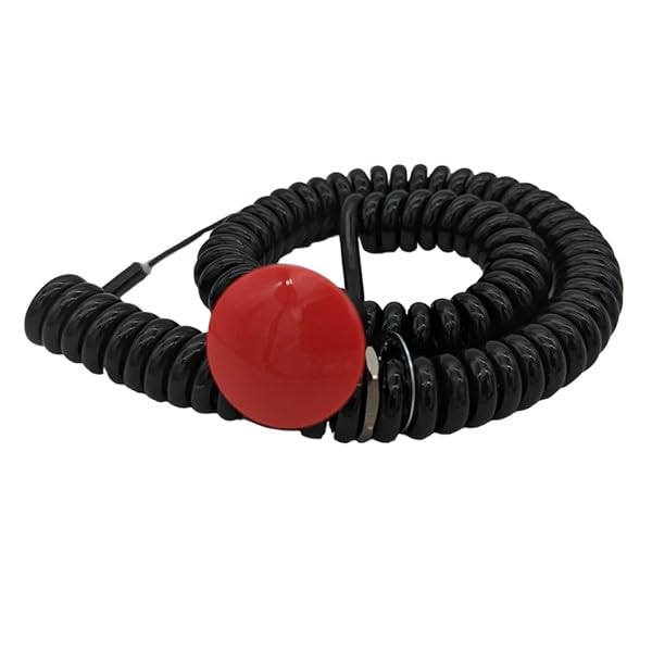 Red Mushroom Transbrake Button w/Cord - Snap Action, Momentary, Push Button, Coiled Corded, Micro Switch