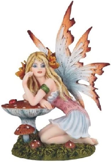 ICE ARMOR 6.5" H Fairy Leaning on Mushroom Statue Fantasy Decoration Figurine