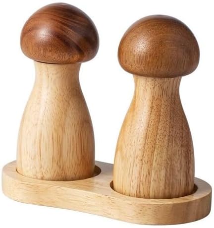 Pepper Grinder Salt Grinder Mushroom Pepper Grinder Pepper Mill Solid Wood Sea Salt Black Pepper Grinding Bottle, Suitable for Home Kitchen, Restaurant Kitchen, Outdoor Gathering Spice Grinder