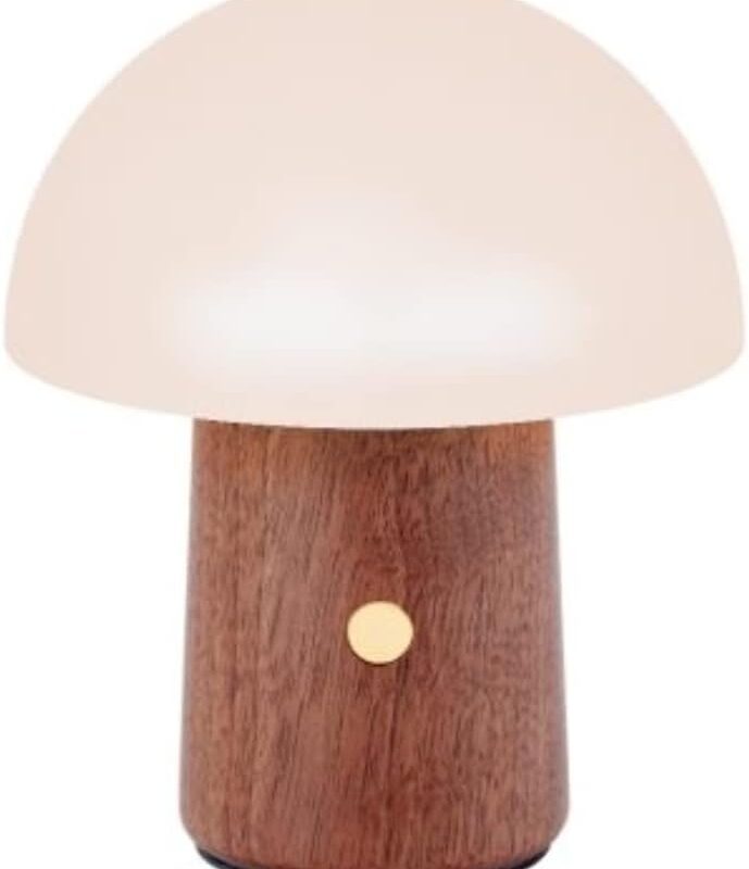 Gingko Mini Alice Mushroom Lamp - Natural Walnut Wood - Touch Control - 7 RGB Lights and Warm Light Mode