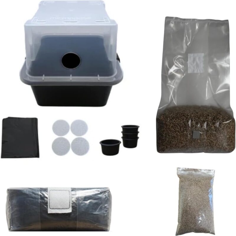 MonoTub Mushroom Growing Kit | Includes 5 Pound Sterile Grain Spawn Grow Bag, 5 Pound Sterile Substrate Bag, Casing Mix, and Accessories for MonoTub