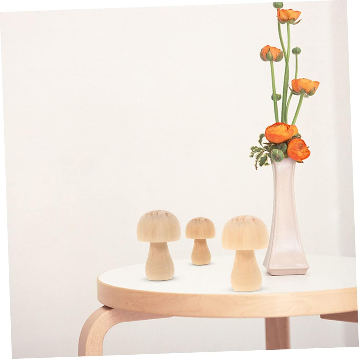 51IhUiEdQ4L._AC_SL1243_.jpg Totority 7sets Nature Wooden Craft Art Projects Hand-Painted DIY Wooden Mushroom Kids Painting Toys Home Decorations 4pcs*7 - Image 2