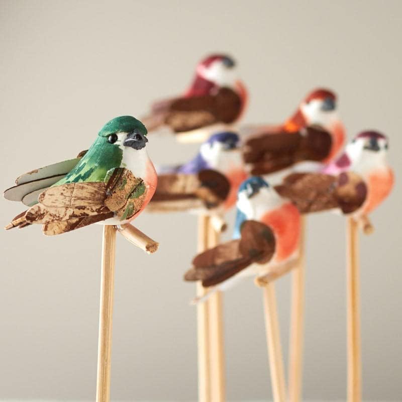 Package of 12 Artificial Mushroom Finch Bird Picks for Embellishing Arrangements, Crafting and Creating