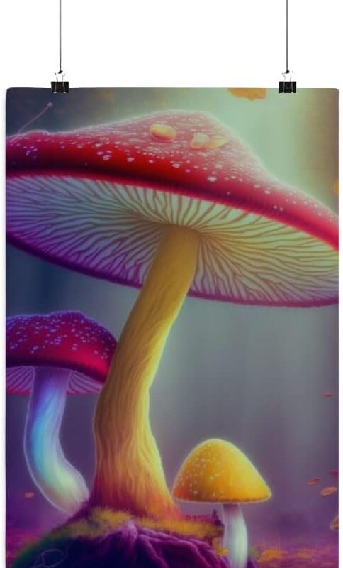 Mushroom Print Satin Poster - Digital Art Art Print - Cool Design Wall Poster - 20 x 30 inches