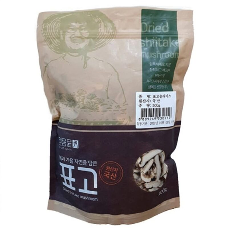 GOTECH Dried Shiitake Mushroom Slice 500g Sun Dried, Mountain Grown, 100 Korean Natural Ingredient Outdoor Cultivation