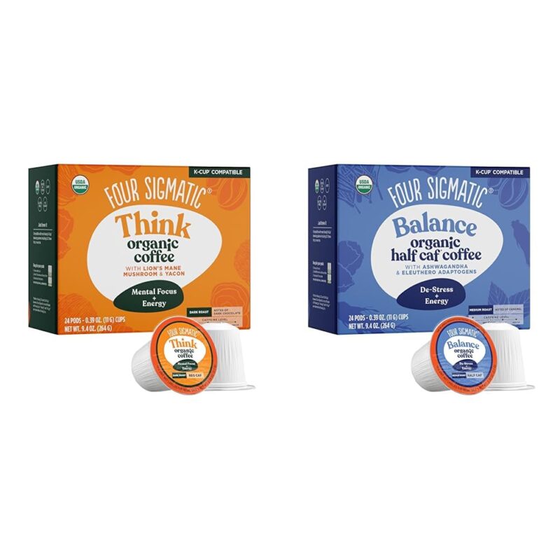 51i6zLrHyzL._SL1001_.jpg Four Sigmatic Focus + Balance Mushroom Coffee K-Cups Bundle | Organic Dark Roast Coffee with Lion’s Mane Mushroom Powder & Yacon, and Coffee with Ashwagandha, Eleuthero, Chaga & Tulsi | 24 Count