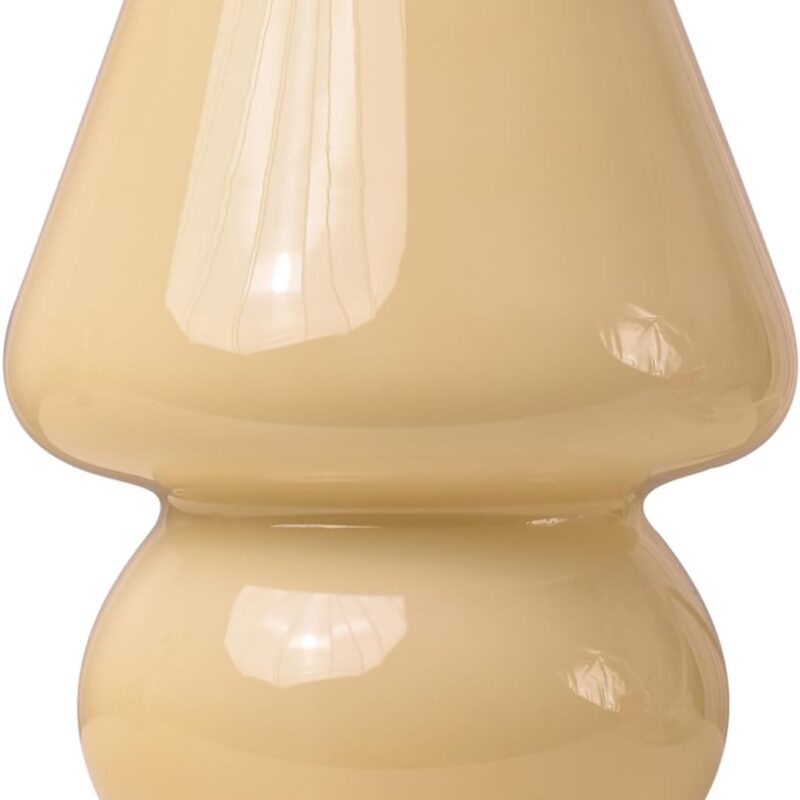 Mushroom Lamp,Vintage Glass Mushroom Bedside Table Lamps Yellow Murano Style Small Nightstand Desklamp Swirl Light for Home Decor, Dining, Living, Bedroom, Gift (Bright Yellow)