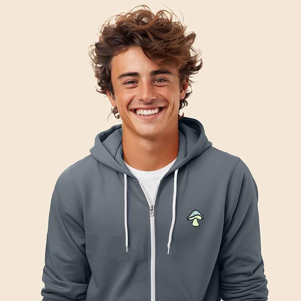 51wNeqo0PmL._AC_SL1000_.jpg DALIX Mushroom (Glow in the Dark) Embroidered Hoodie Fleece Sweatshirt Zip Front Mens - Image 4