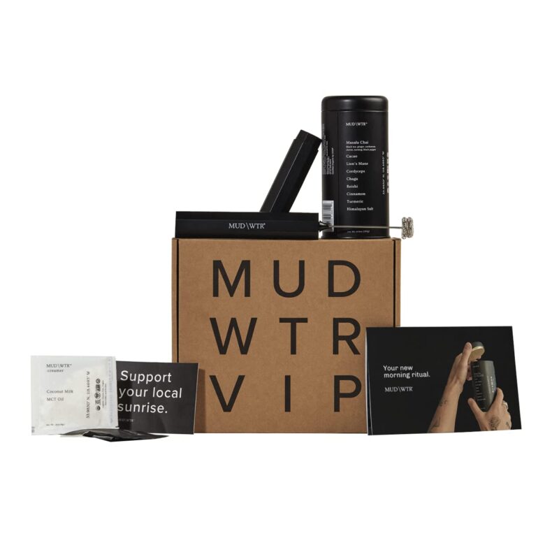 MUD\WTR Coffee Alternative Morning Ritual Kit, Organic Lion's Mane, Cordyceps, Chaga, and Reishi Mushroom Powder, Vegan, Milk Frother Included, 180g