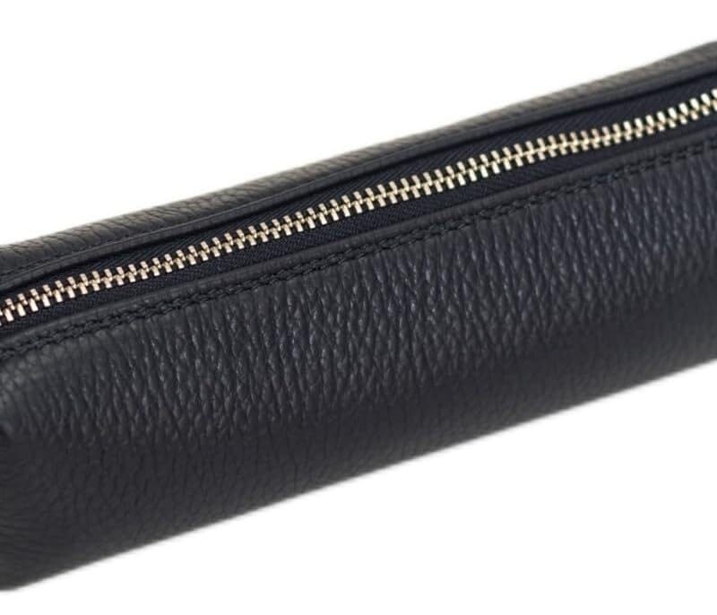 Maruse Pencil Case - Italian Grained Leather - Zipper Case for Pen and Pencils - Work Accessories Made in Italy - Navy