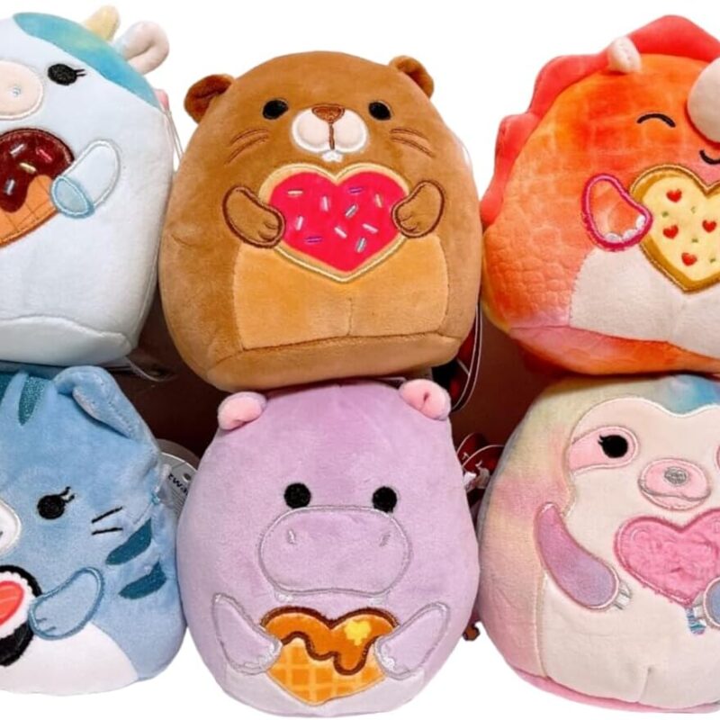 61-idW7uxNL._AC_SL1381_.jpg Squishmallows 2024 Valentine B Squad Set 6 Cow Cat Hippo Sloth 5" Mini Plush Doll