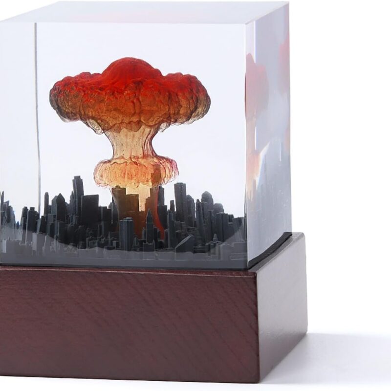 MACADAM Atomic Bomb Lamp, Mushroom Cloud Nuclear Blast Night Light, Epoxy Resin Night Light Decoration, 3D Printed Creative Decorative Lights for Bedroom Living Room Decor (8 cm)