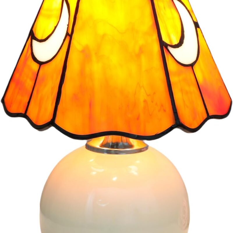 Mushroom Lamp Bedside Table Lamp-Nightstand,Stained Glass Lamp for Bedroom, Living Room, Cafe, Bulb Included, Home Decor for Girls Women Birthday Christmas Thanksgiving Day, Orange