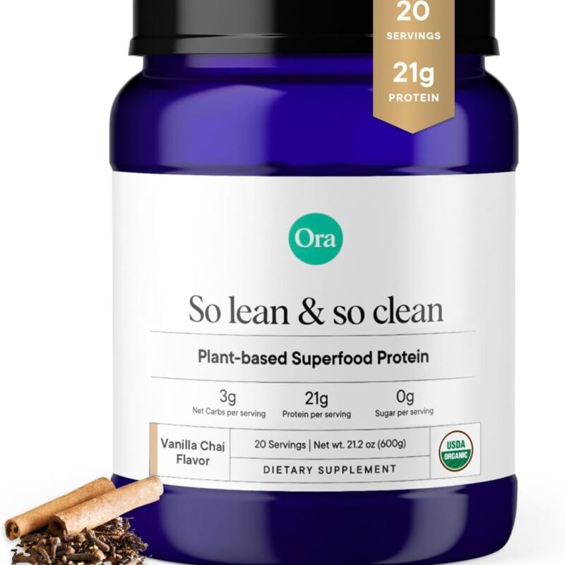 Ora Organic Vegan Protein Powder - 21g Plant Based Protein Powder for Women and Men | Clean Protein Source, Keto Friendly, Gluten Free, Paleo, Dairy-Free, Gluten-Free, Soy-Free (Vanilla Chai)