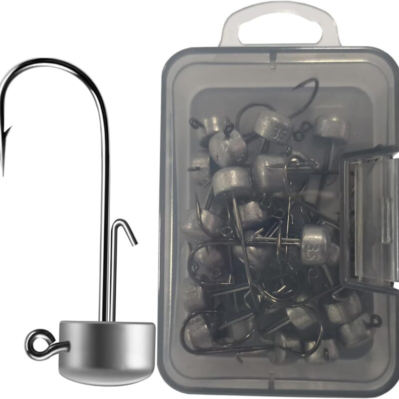 Kmucutie Ned Rig Jig Heads, 20 Pieces Finesse Mushroom Jig Hooks Kit for Bass Fishing 3/32 ，1/8 ，3/16, 1/4 OZ (5/14 OZ, About 10 G)