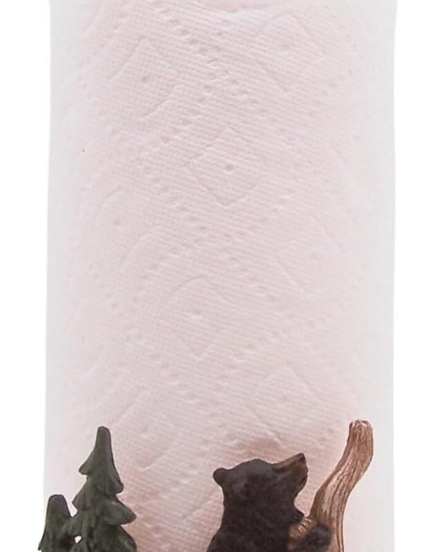 Bears Playing Paper Towel Holder, Rustic Kitchen Accessories, Freestanding Countertop Organization, 16 Inches