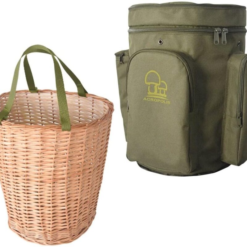 Acropolis Wicker Forage Basket - Backpack for Mushroom Picking - Mushrooms Rucksack - Foraging Backpack with Straps for Forager - Belt Forage Basket Pouch for Camping