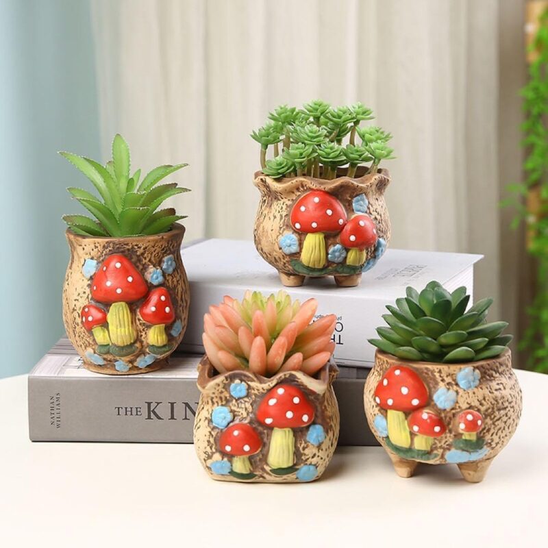 Plant Pot, Succulent Plants, Cute, Stylish, Bonsai, Cactus, Mini, Home Garden, Mushroom