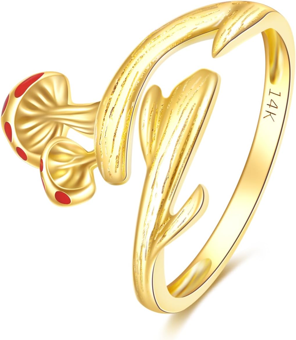 618KjopqktL._AC_SL1500_.jpg KECHO 14K Solid Gold Lotus Rings for Women Flower Mushroom Rose Ring Yoga Jewelry Birthday Mothers Day Gifts for Mom Men