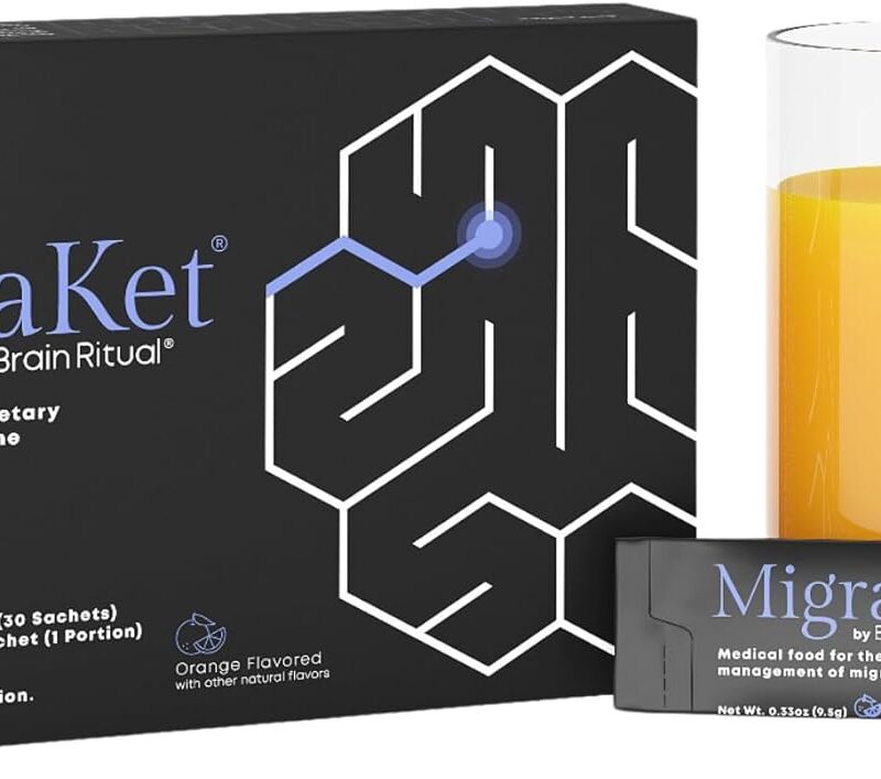 MigraKet Migraine Relief Medical Food - Supports Brain Health and Energy Metabolism - Multivitamins Replacement - Drug-free, Gluten-Free, Dairy-Free, Vegan - Orange Flavored - 30 Sachets