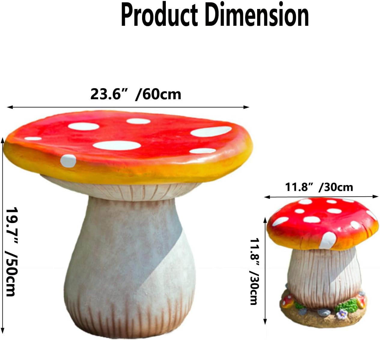 619ezLFMOhL._AC_SL1500_.jpg Outdoor Garden Mushroom Table Stool Statues, Resin Creative Landscape Sculpture Decoration, Yard Lawn Pond Ornament (Red, Mushroom Table) - Image 3