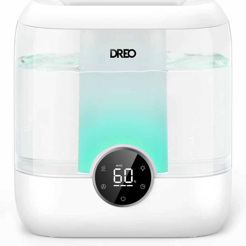 Dreo 6L Top Fill Humidifiers for Bedroom, 60H Runtime, 28 dB Quiet Supersized Cool Mist Humidifiers for Large Room, Air Humidifier for Home, Baby, Plant, Indoor, Night Light, Ultrasonic