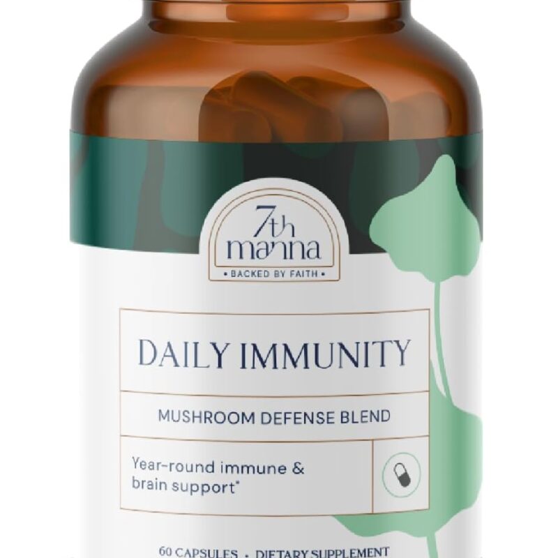 Daily Immunity – Mushroom Complex Supplement – Adaptogenic Mushroom Blend with Lion's Mane, Turkey Tail, Reishi & Cordyceps – Supports Immune Health & Cognitive Function – 60 Capsules