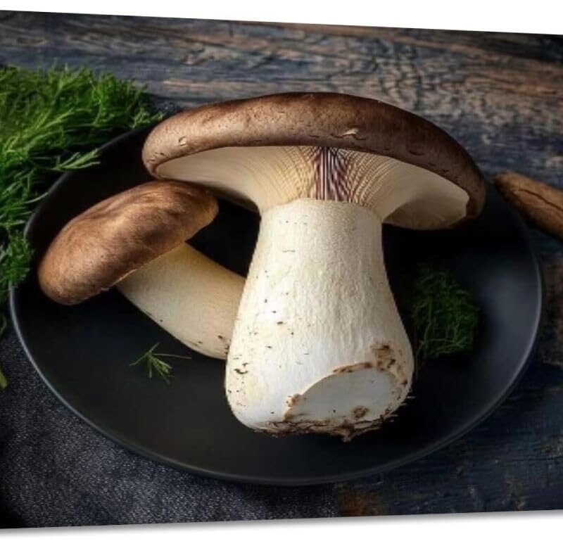 CHAUSSUREBAR Large Canvas Wall Art King oyster mushrooms Pleurotus eryngii blue plate dark Canvas Art Prints Pictures Wall Decor Living Room Wall Paintings for Bedroom Bathroom 30'' x 60''