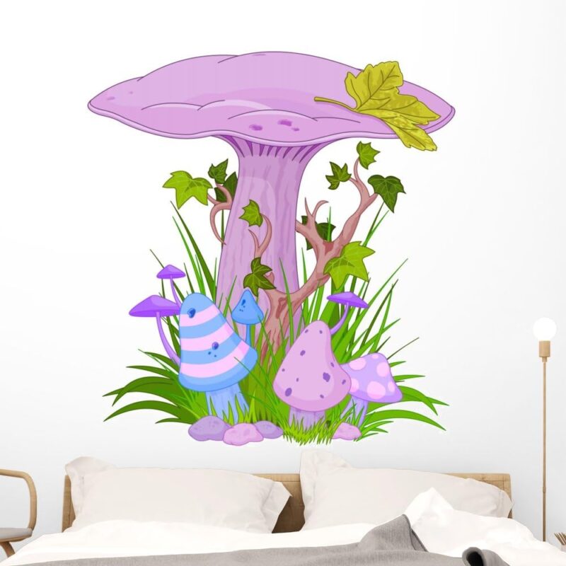 Wallmonkeys Purple Mushroom Magic Wall Decal Peel and Stick Decals for Girls (48 in H x 45 in W) WM41528