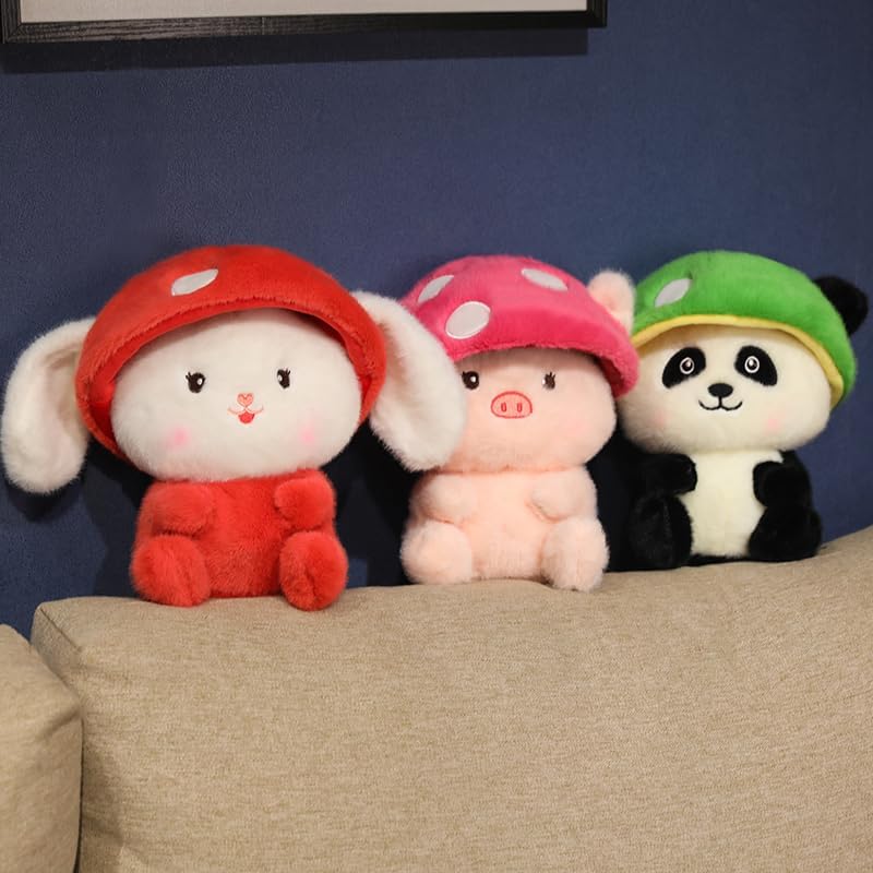 61OVD44V65L._AC_.jpg Mushroom Plushie Set 5PCs of Cute Stuffed Animal Plush Toy Pillows includes Great Gift for Kids (Rabbit+Panda+Pig+Shiba inu+Bear) - Image 3