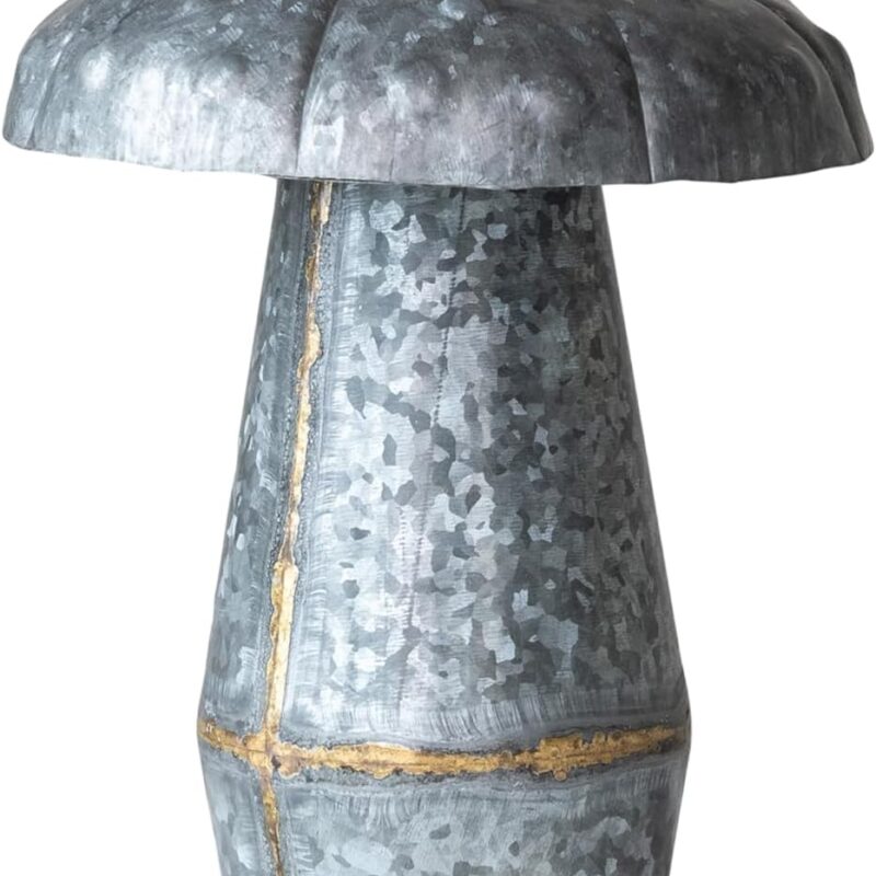 Creative Co-Op Galvanized Metal Indoor/Outdoor Mushroom Décor, Grey