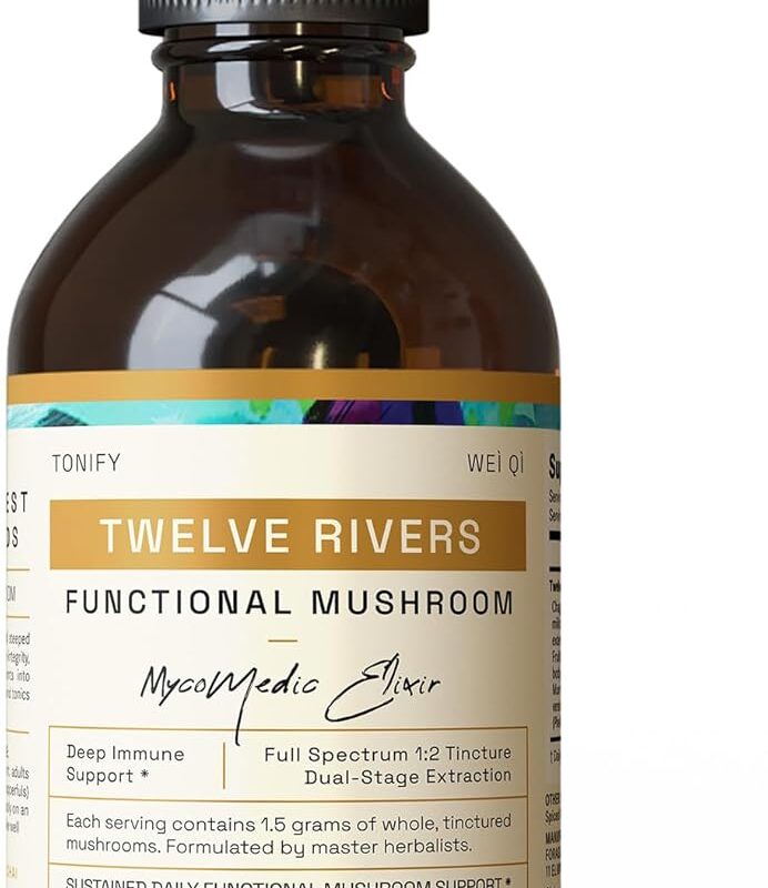 welve Rivers Functional Mushroom MycoMedic Elixir Tincture – 1:2 True Dual-Stage Extraction – Spiced Winter Chai – 4 Fluid Ounce Bottle