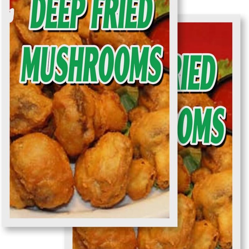 Deep Fried Mushrooms (2-Pack) 24" x 36" Vinyl Decals | Sign Insert Peel & Stick Decals Stickers Window Signs