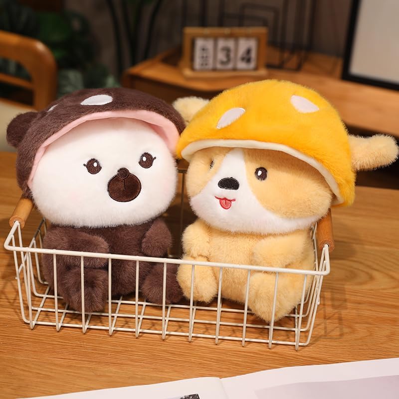 61YvBDPGfL._AC_.jpg Mushroom Plushie Set 5PCs of Cute Stuffed Animal Plush Toy Pillows includes Great Gift for Kids (Rabbit+Panda+Pig+Shiba inu+Bear) - Image 7