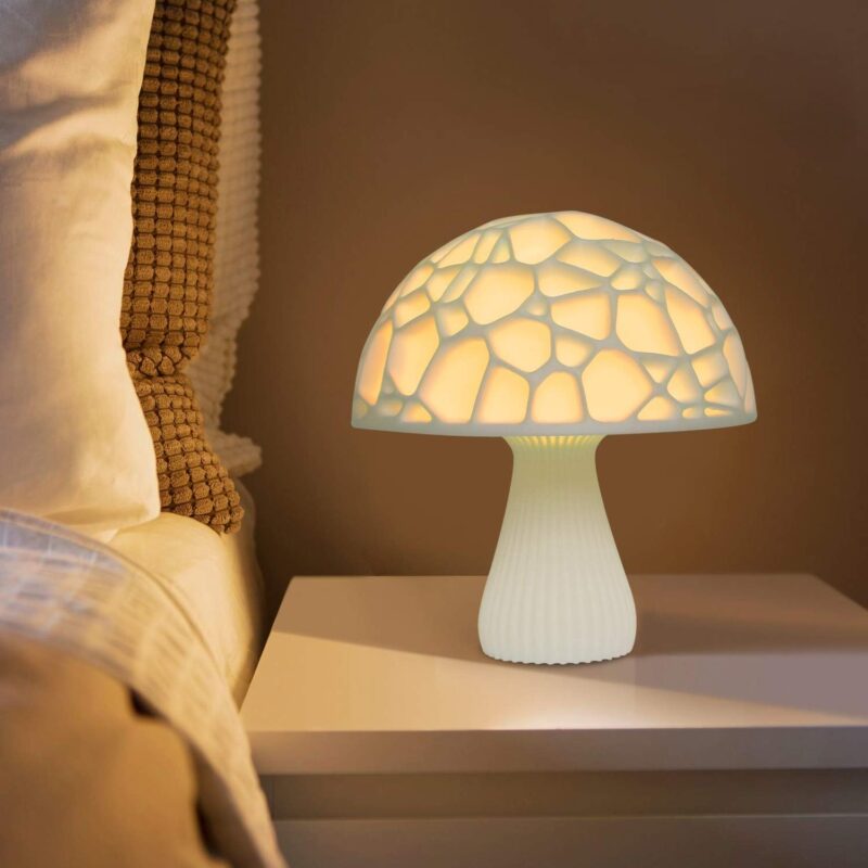 Non-Toxic PLA Material 3D Printed Mushroom Lamp Lights with Remote Control, USB Rechargeable Decorative Dimmable 16 Color LED Night Light for Teen, Kid, Baby Gifts (7.8")