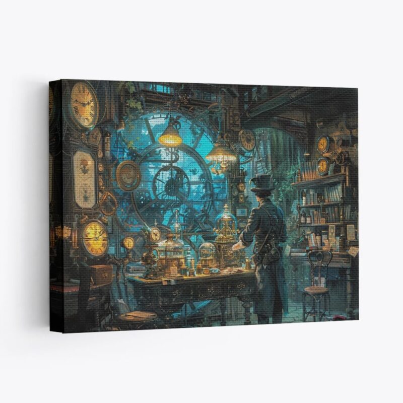 Elivita Tattoo Parlor Steampunk Design 2 Wall Decor Horizontal Canvas Art Print Home Decor Pictures Poster for Bedroom Living Room Bathroom Office With Framed Ready to Hang