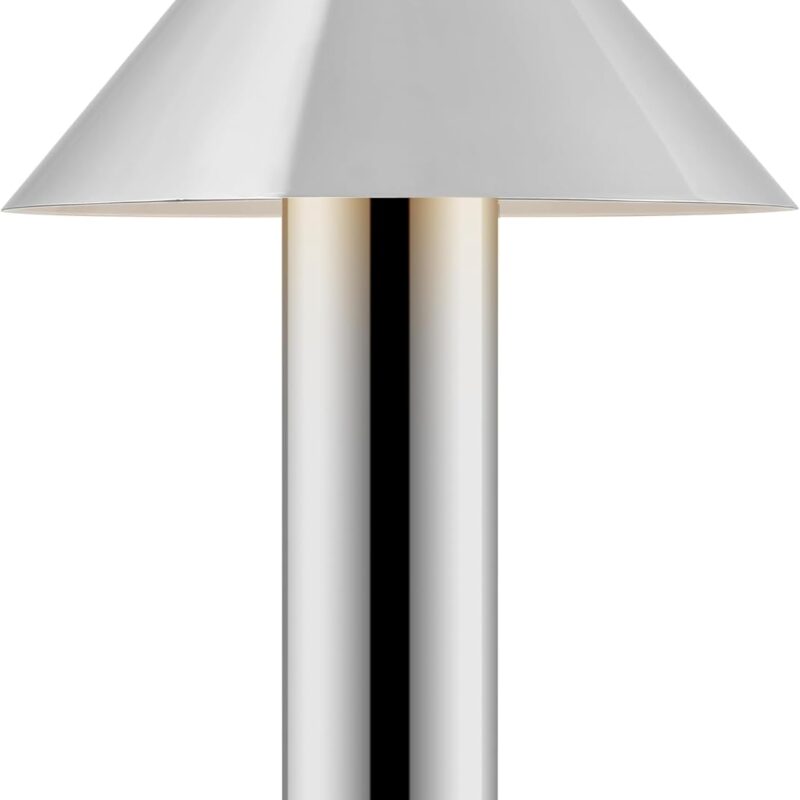 SAFAVIEH Lighting Collection Pia 21-inch Chrome Metal Table Lamp (LED Bulb Included)