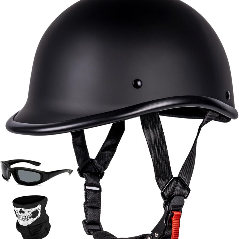 Vintage Motorcycle Half Helmet - Lightweight Low Profile Open-Face Half-Face Helmet – DOT Approved