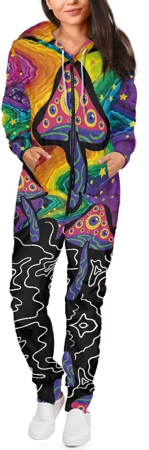 61ewKGb3ydL._AC_SL1500_.jpg Coloranimal Unisex Women Men Onesie Jumpsuit Fashion Novelty One Piece Pajama Set with Pocket Nightwear Romper Size S-4XL - Image 4