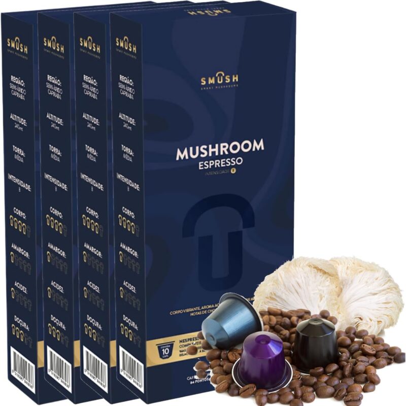 SMUSH - Mushroom Espresso Pods Compatible with Nespresso Original Machines | Enriched coffee with Lion's Mane mushroom, Energy & Focus | 40 Capsules Count (Pack of 4)