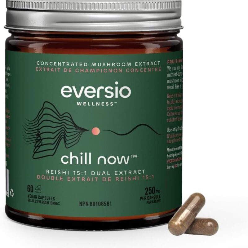 CHILL Now Organic Reishi Mushroom Supplement - 15:1 Reishi Dual Extract in 60 Vegan Capsules (250mg)